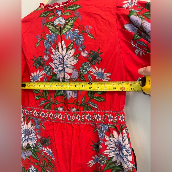NWT FARM Rio Red Sweet Bloom Bouquet Organic Cotton Romper Size Med 100% Cotton - Picture 6 of 9